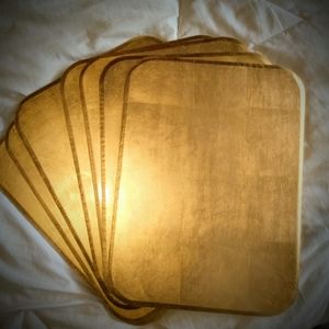 6 Gold leaf/black laquer revisible wood placemats